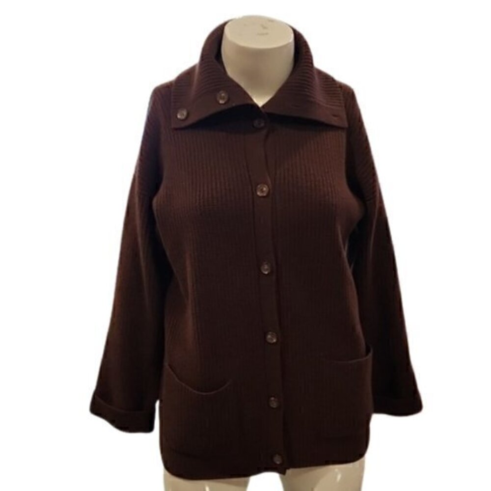 [Calvin Klein] Brown Button up Cardigan - Size M